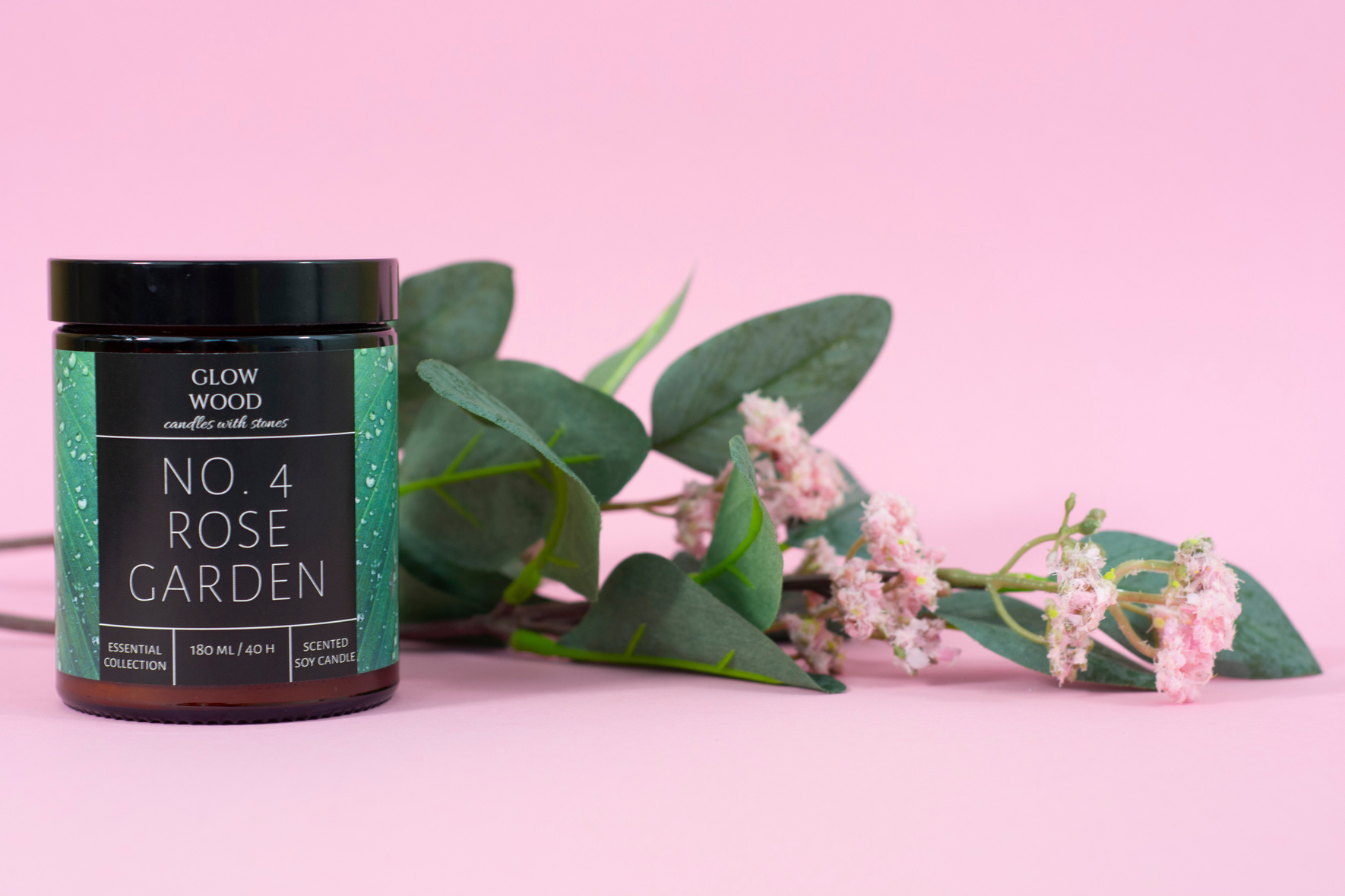 A Product Photography of Glow Wood No. 4 Rose Garden Scented Candle